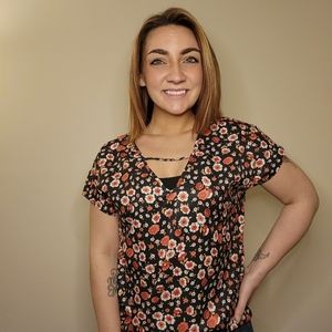 Floral Short Sleeve Blouse -- SHEIN